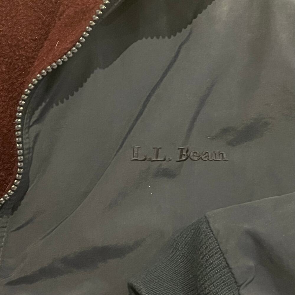 Vintage LL Bean Mens Size Large Navy Blue Warm Up Jacket Fleece Lined Soft Shell
